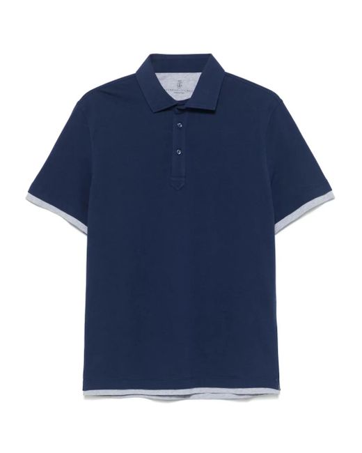 メンズ Brunello Cucinelli レイヤード ポロシャツ Blue