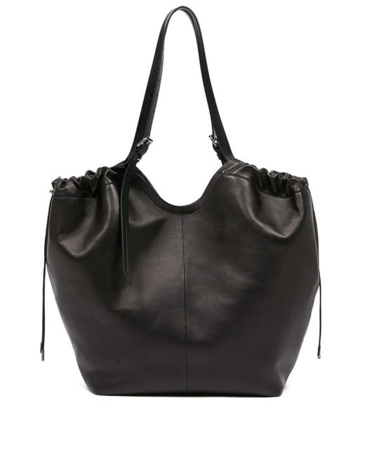 Maison Margiela Black Nappa Leather Oversized Drawstring Bags
