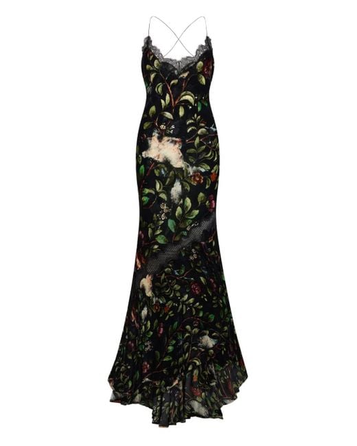 Vestido de fiesta con estampado floral Roberto Cavalli de color Black