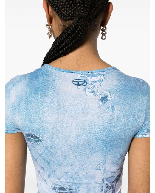 DIESEL Blue Abstract-print T-shirt