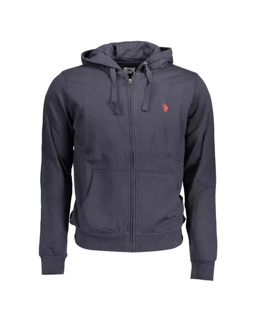 U.S. POLO ASSN. Blue Embroidered-Logo Zip-Up Hoodie for men