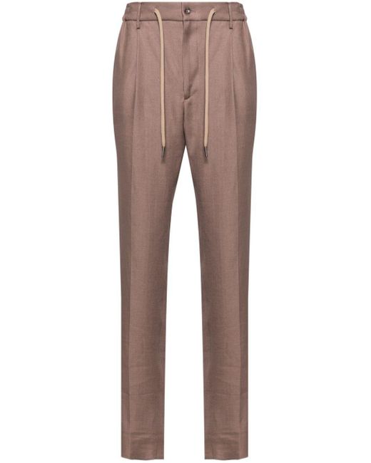 Tagliatore Brown Newman Mid-rise Tapered Trousers for men