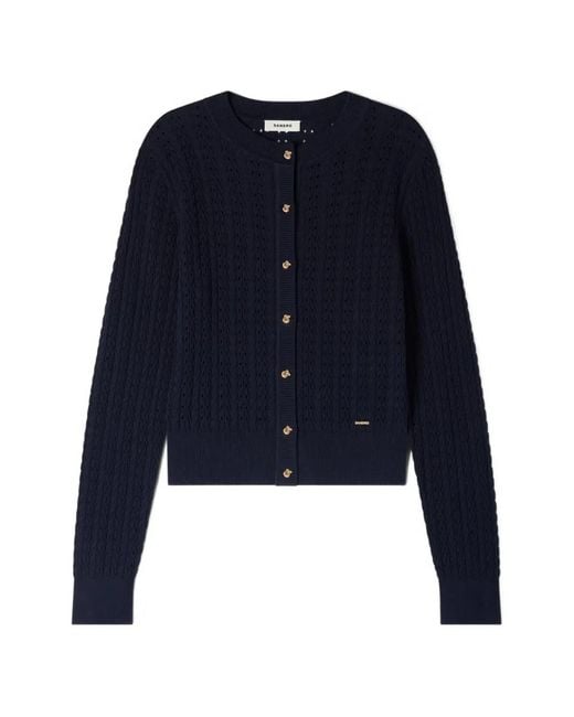 Sandro Black Button-Fastening Cardigan