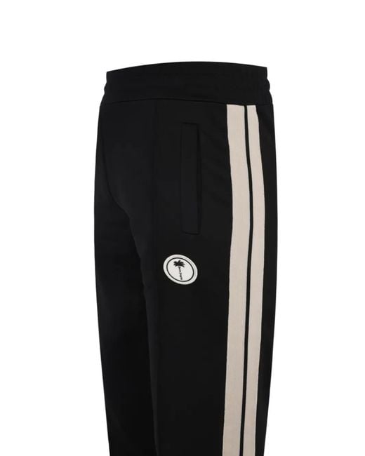 Palm Angels Black Logo-Patch Track Pants for men