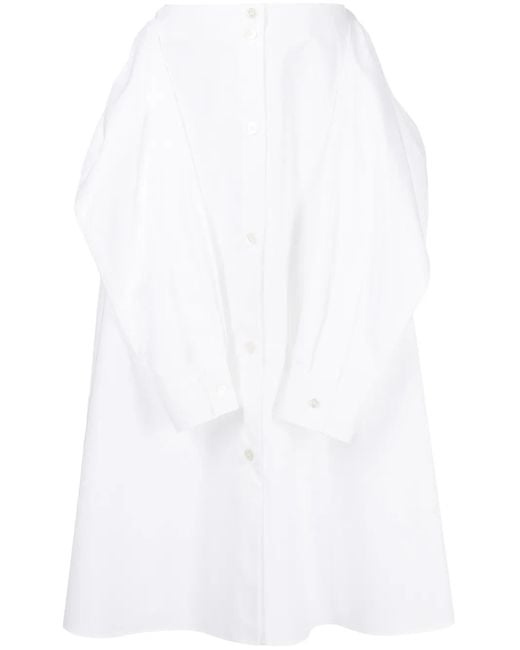 MM6 by Maison Margiela White Button-Up Sleeve-Tie Skirt