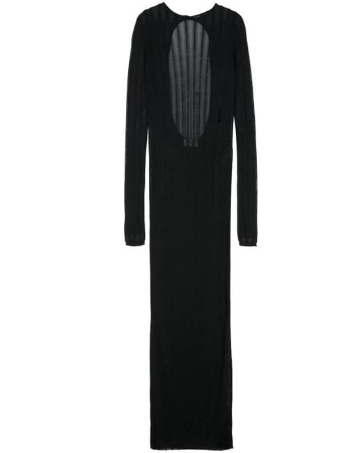 Robe Longue En Coton À Logo Brodé The Attico en coloris Black