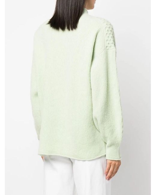 Rus Green Textured-Knit Mock Neck Jumper