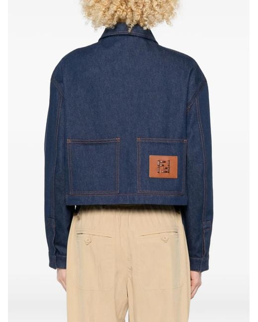 Fendi Blue Ff Reverse Denim Jacket