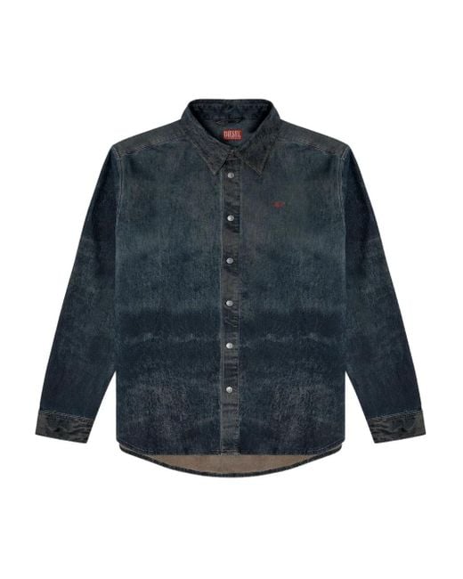 Camicia S-Simply-Epbs Denim Con Lavaggio Acido di DIESEL in Blue da Uomo