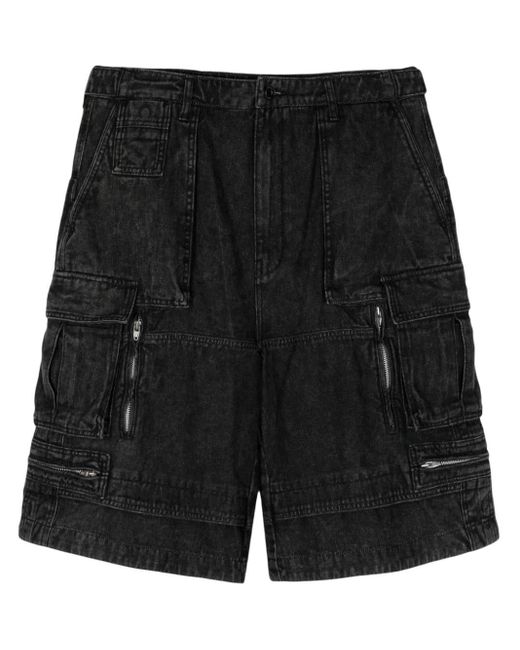 Juun.J Black Panelled Denim Shorts for men