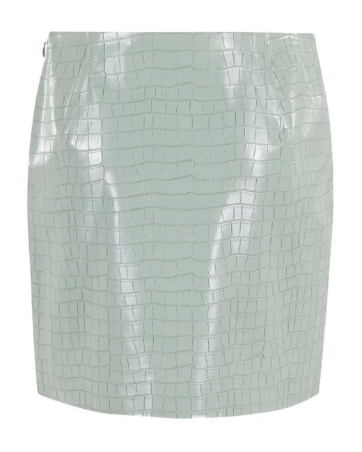 Isabelle Blanche Green Crocodile-Effect Mini Skirt