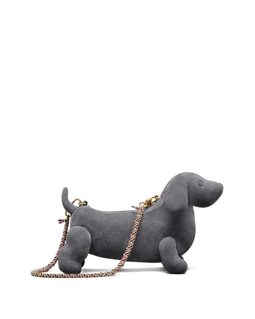 Thom Browne Gray Hector Calf-Suede Shoulder Bag
