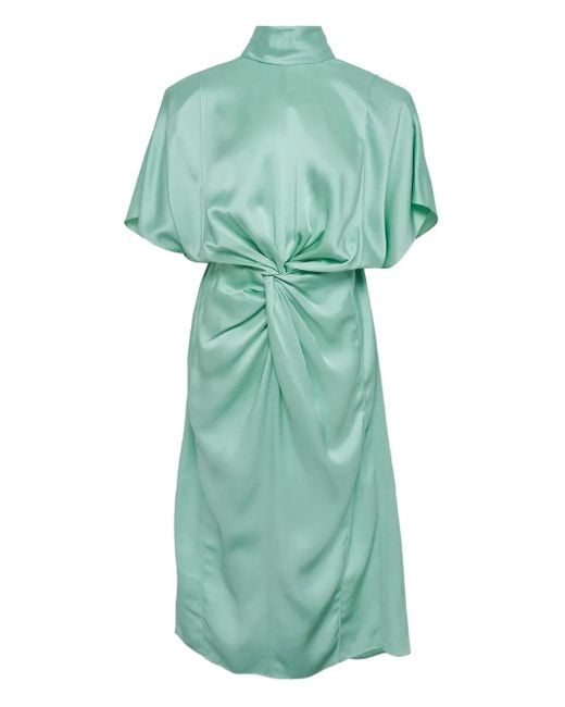 Stella McCartney Green Twist Short-Sleeve Midi Dress