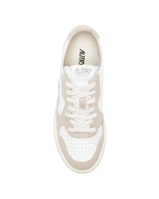 Autry White Medalist Panelled Leather Sneakers for men