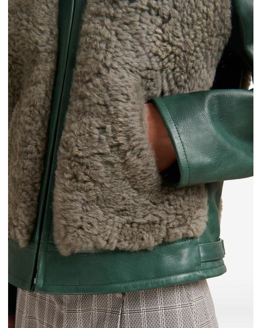 Marni Green Veste En Peau Lainée for men