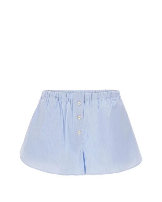 ANDAMANE Blue Arabella Striped Mini Shorts