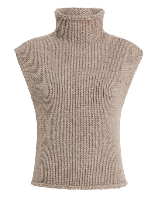 Khaite Gray Cashmere Knitted Top