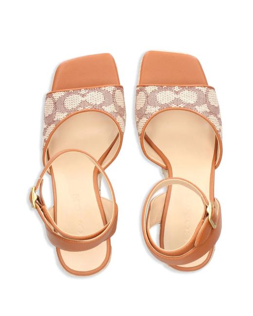 COACH Brown Gewebte Espadrille-Wedge-Sandalen