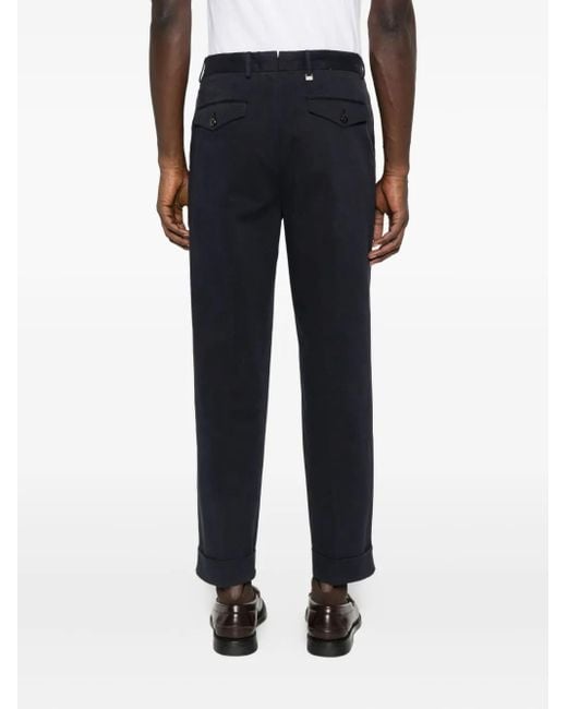 PT Torino Blue Pleat-Detail Tailored Trousers for men