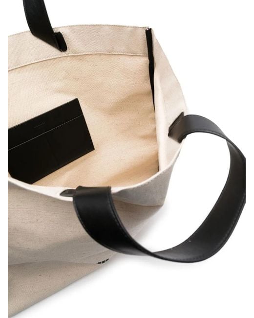 Jil Sander Natural Logo-Print Linen Tote Bag