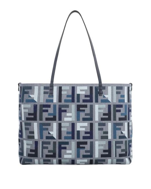 Fendi Blue 'Roll Large' Shopping Bag