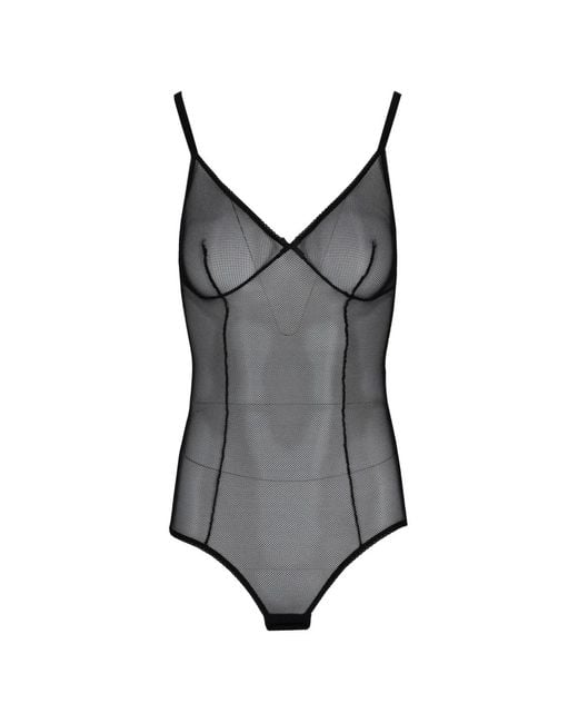 Laura Urbinati Gray Mesh-Panelled Bodysuit