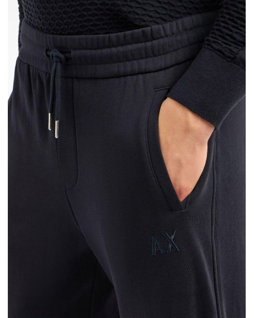 Armani Exchange Blue Logo-embroidery Cotton Track Pants for men