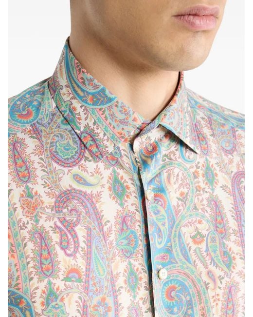 Etro White Paisley Pattern Shirt for men
