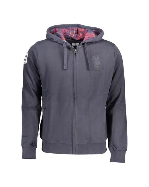 U.S. POLO ASSN. Blue Logo-Embroidered Zip-Up Hoodie for men