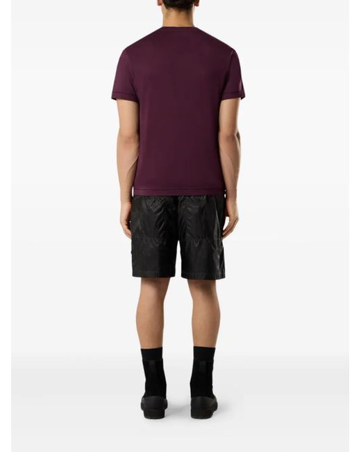 Stone Island Purple Compass-Patch T-Shirt for men