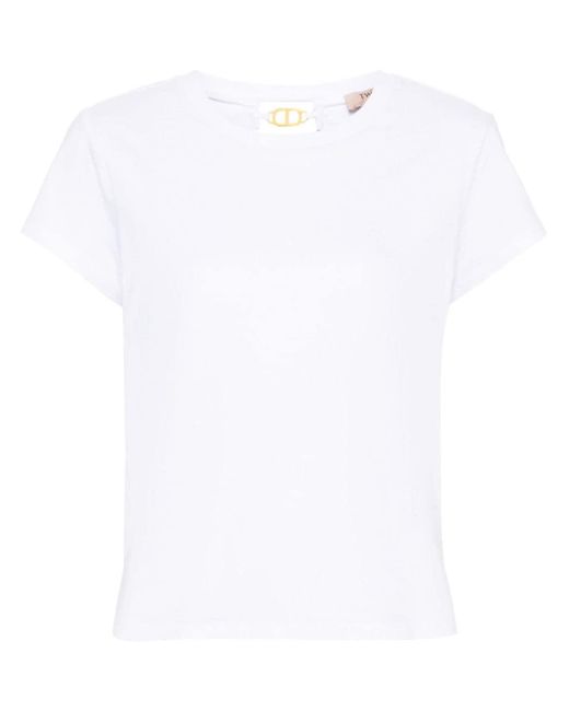Twin Set White Logo-plaque Cotton T-shirt