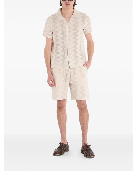 Guess Natural Zigzag-Pattern Drawstring Shorts for men