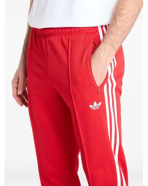 Adidas Red Logo-Detail Track Pants for men