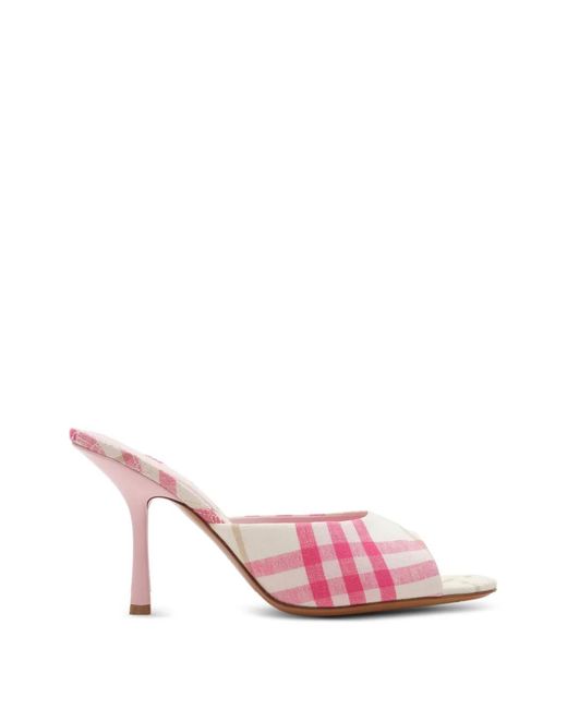 Burberry Pink Check Mews High Sandals