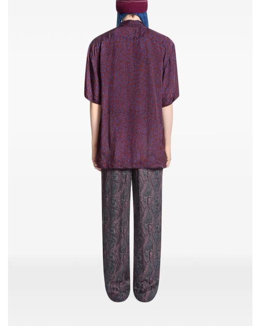 Dries Van Noten Purple Short-Sleeve Viscose Shirt for men