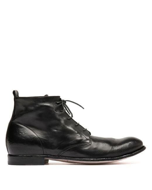 Officine Creative Black Lace-Up Leather Boots for men