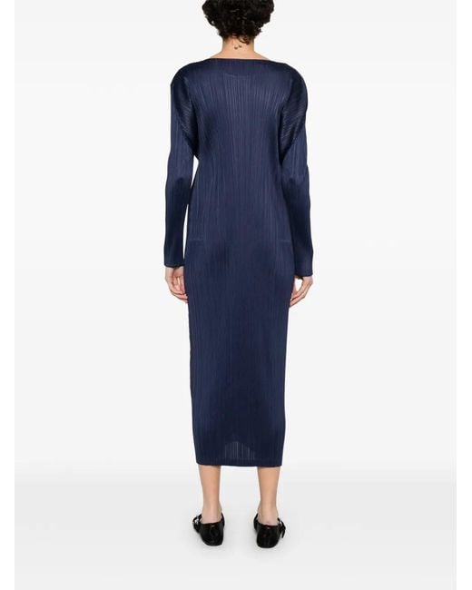 Pleats Please Issey Miyake Blue Pleated Long Dress