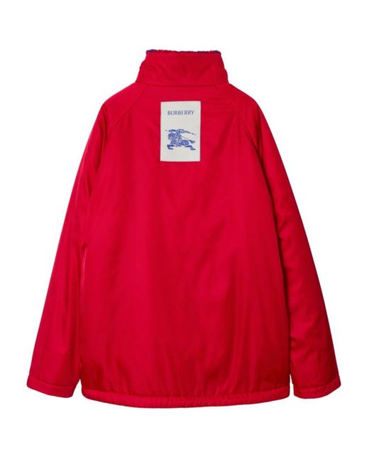 Burberry Red Rose-print Fleece Reversible Jacket