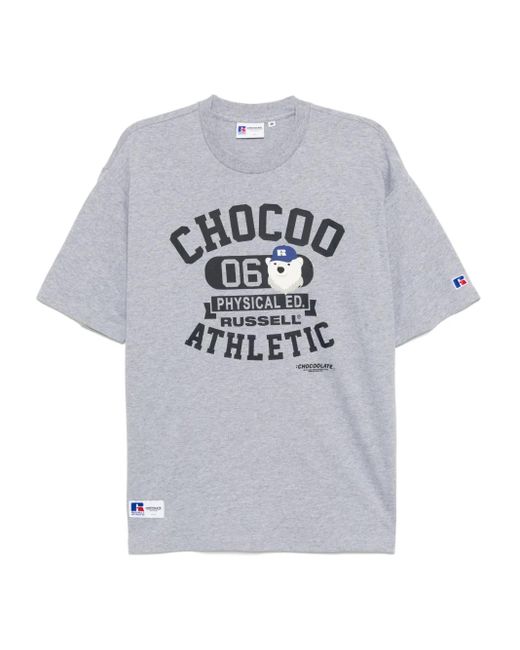 Chocoolate Gray X Russell Athletic Logo-Print T-Shirt for men
