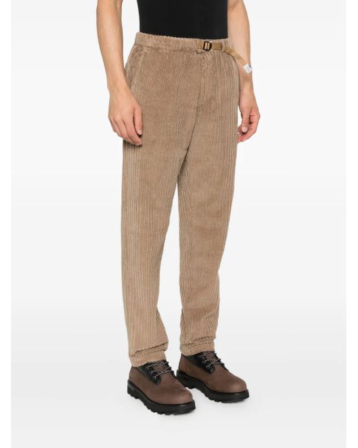 White Sand Natural Drawstring Corduroy Trousers for men