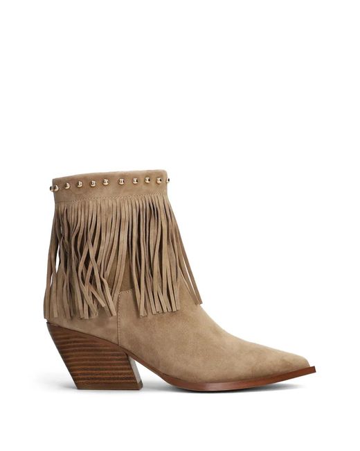 Marc Ellis Brown Fringed Studded Ankle Boots