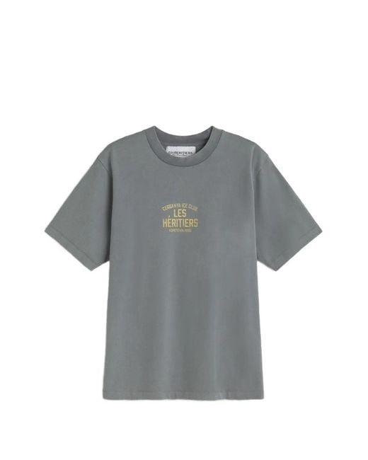 LES HÉRITIERS Gray Graphic-Print T-Shirt for men
