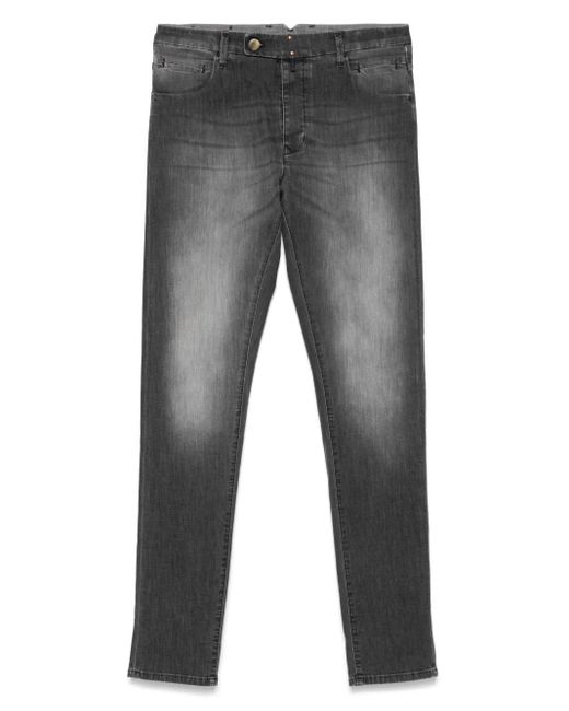 Incotex Gray Logo-Patch Jeans for men