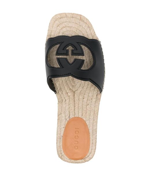 Sandalia Tipo Chancla con GG Perforado Para Hombre Gucci de hombre de color Black