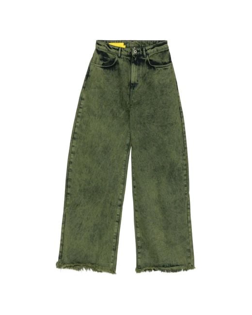 Marques'Almeida Green Khaki-Wash Frayed Jeans