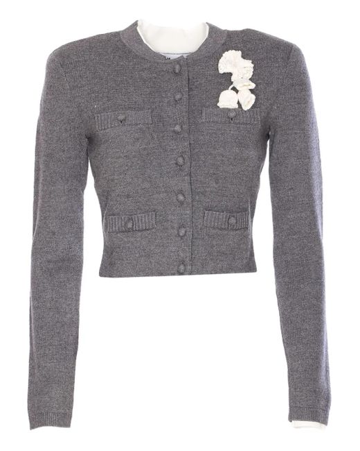 Cardigan Con Bottoni di Self-Portrait in Gray
