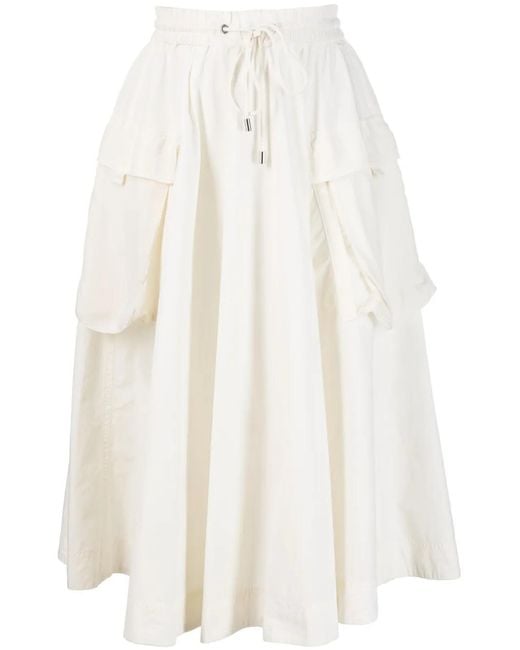 Iceberg White Drawstring-Waistband Pleated Skirt