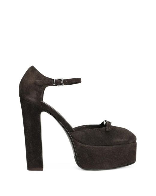 Chantal Black Buckle-Detail Platform Pumps