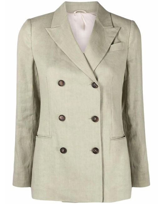 Brunello Cucinelli Natural Peak Lapels Double-Breasted Blazer