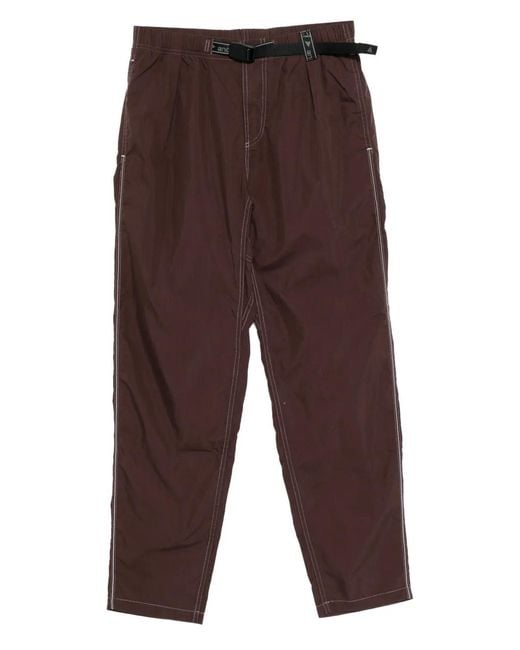 And Wander Brown Contrast Stitch Belt Trousers for men